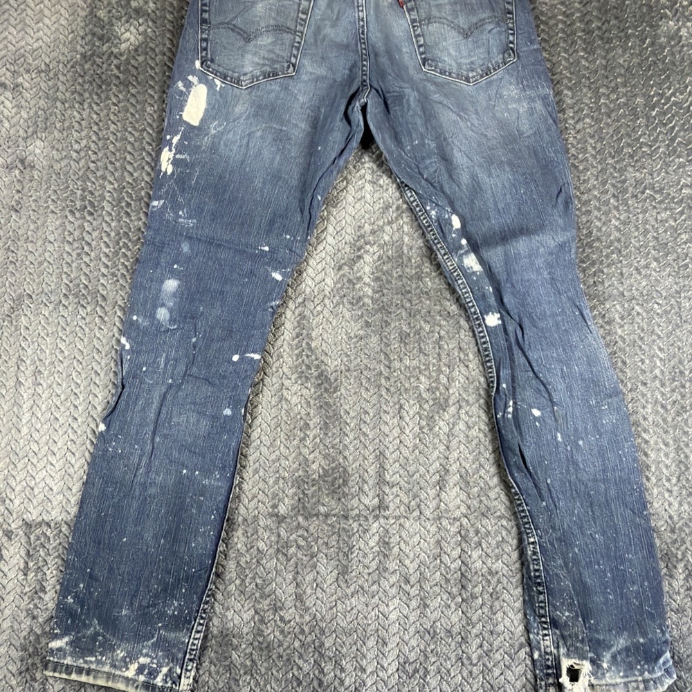 Levis 511 Slim Jeans Mens 34x32 Medium Wash Blue Stretch Denim Stained - Picture 10 of 16